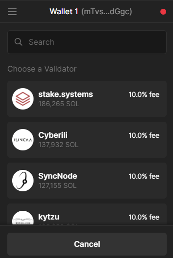 wallet 1 staking