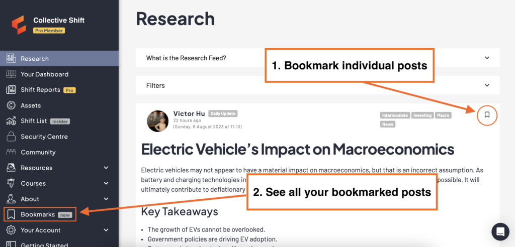 use bookmark feature collective shift platform