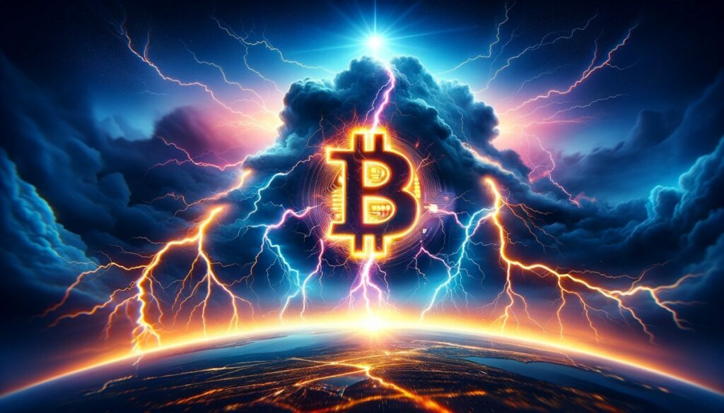 bitcoin lightning blue yellow