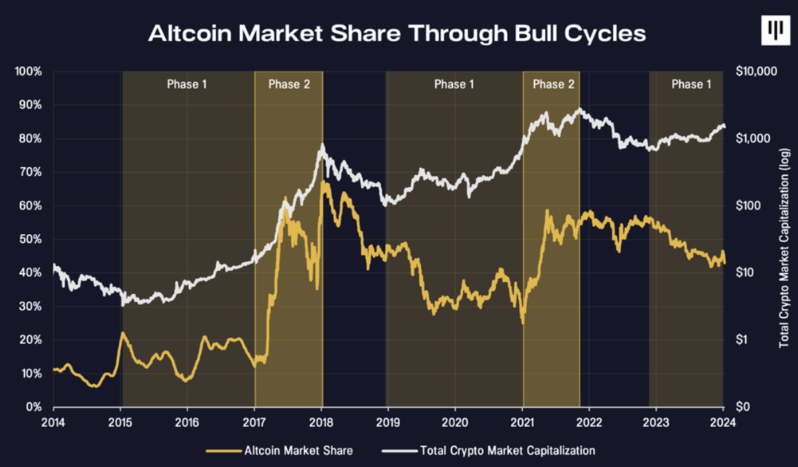 Altcoin Market Share Through Bull Cycles