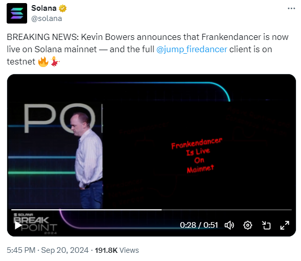 solana firedancer tweet september 20