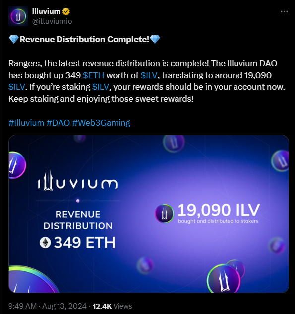 revenue distribution illuvium august 2024