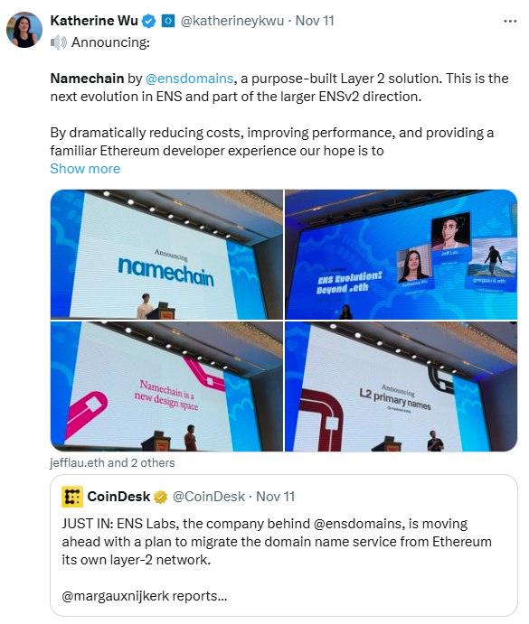 ens namechain tweet