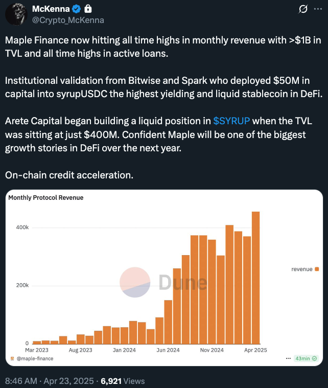 maple syrup growth credit dune
